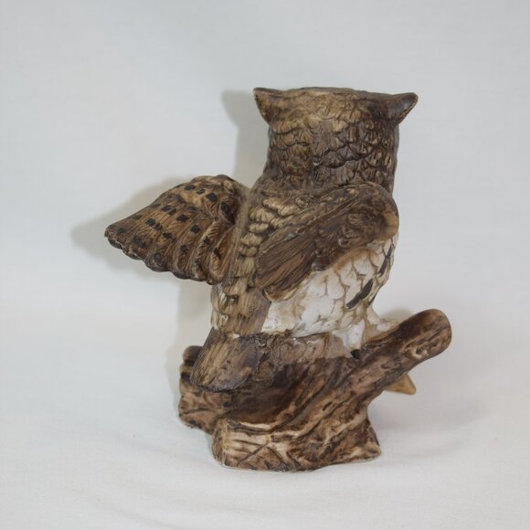 Vintage Home Interiors Woodland Great Horned Owl on Log #1114 EUC - Picture 3 of 5